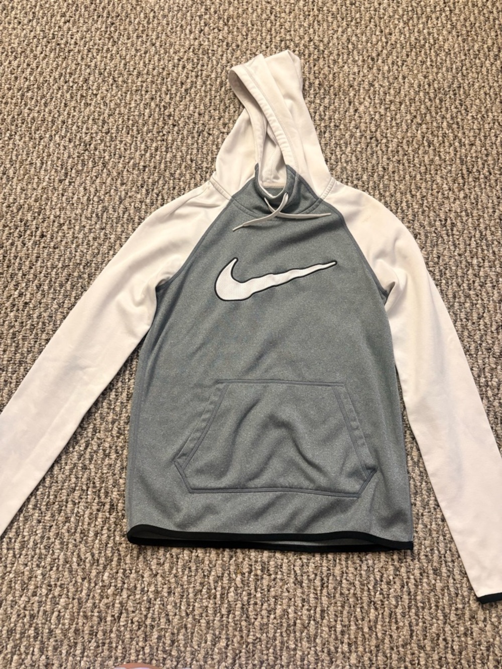 Nike Gray and White Hooded Performance Pullover